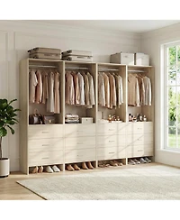24" 4PC Freestanding Closet Organizer System with Hanging Rods and Drawers