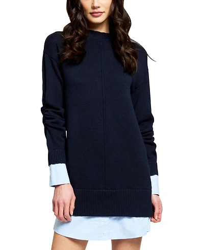 Central Park West Women's Coen Twofer Long-Sleeve Mock-Neck Sweater Dress