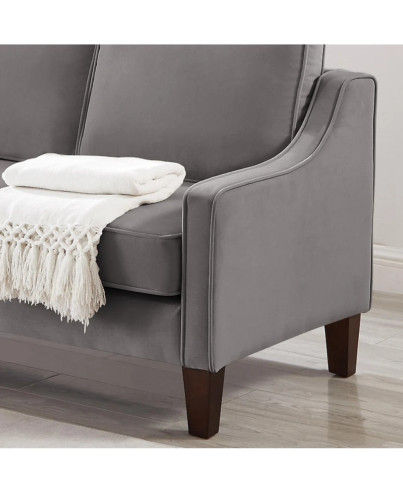 Streamdale Furniture Velvet 2-Seater Loveseat Sofa with Spring Cushion and Wood Legs