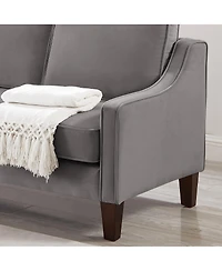 Streamdale Furniture Velvet 2-Seater Loveseat Sofa with Spring Cushion and Wood Legs