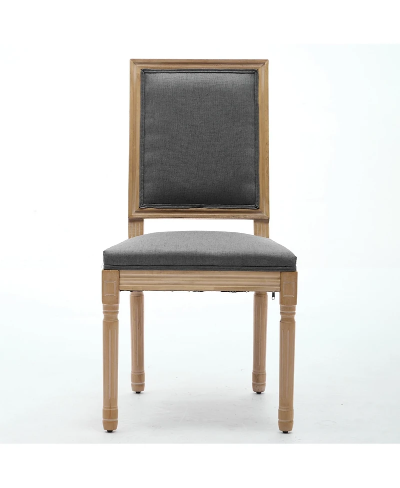 Flynama Set of 2 French Louis Square Back Carved Solid Wood Dining Chairs, Antique Painted Frame 300 Lbs Load