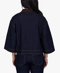 Ruby Rd. Petite Stretch Denim 3/4-Sleeve Jacket