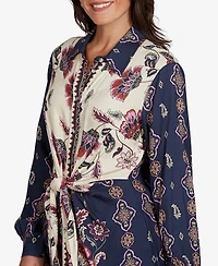 Ruby Rd. Petite Garden Tie-Front Long-Sleeve Floral-Print Blouse
