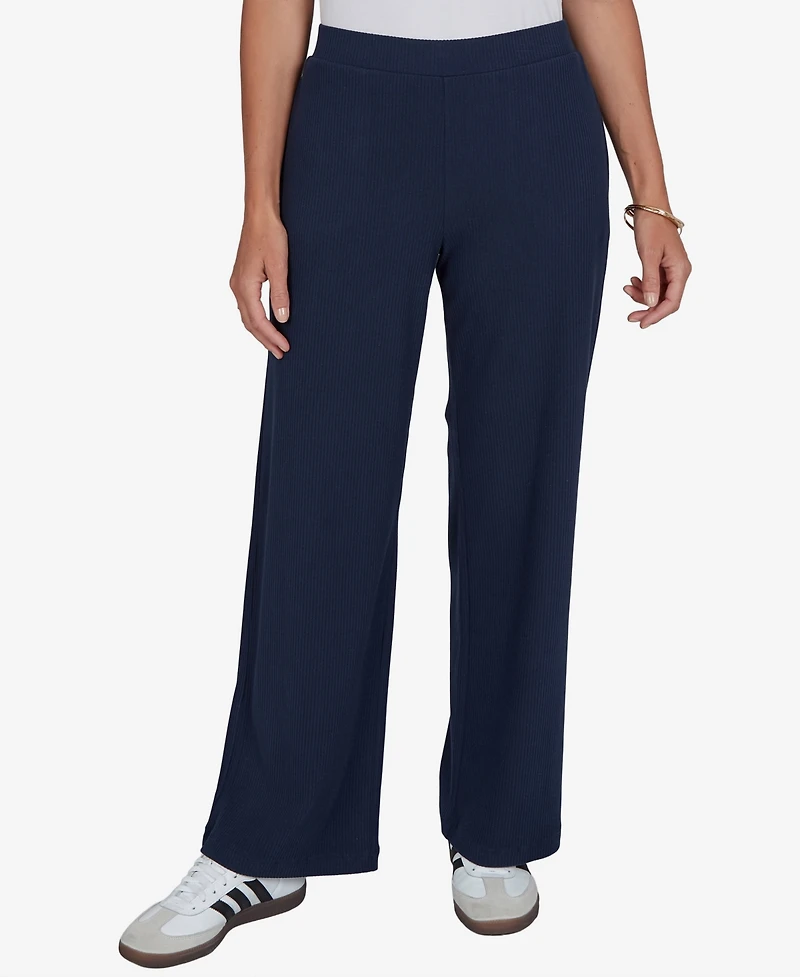 Ruby Rd. Petite Wide-Leg Pull-On Ribbed Pants