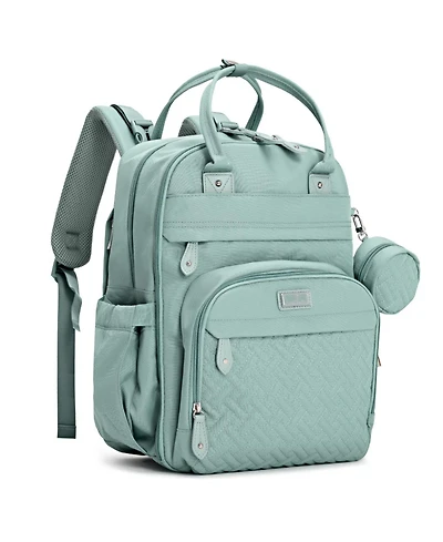 BabbleRoo Diaper Bag Backpack Stylish 26L Hands Free Baby Bag with Changing Pad, Stroller Straps & Water-Resistant, Sage Green, Large