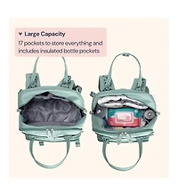 BabbleRoo Diaper Bag Backpack Stylish 26L Hands Free Baby Bag with Changing Pad, Stroller Straps & Water-Resistant, Sage Green, Large