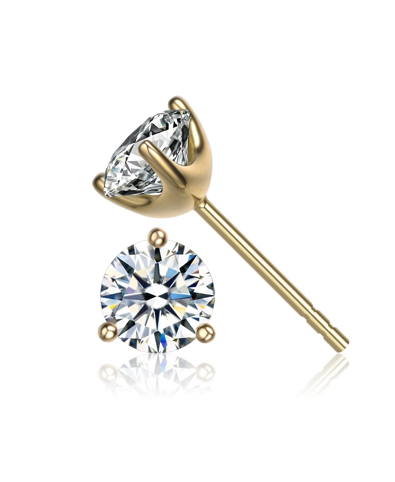 Sterling Silver Cubic Zirconia Solitaire Stud Earrings