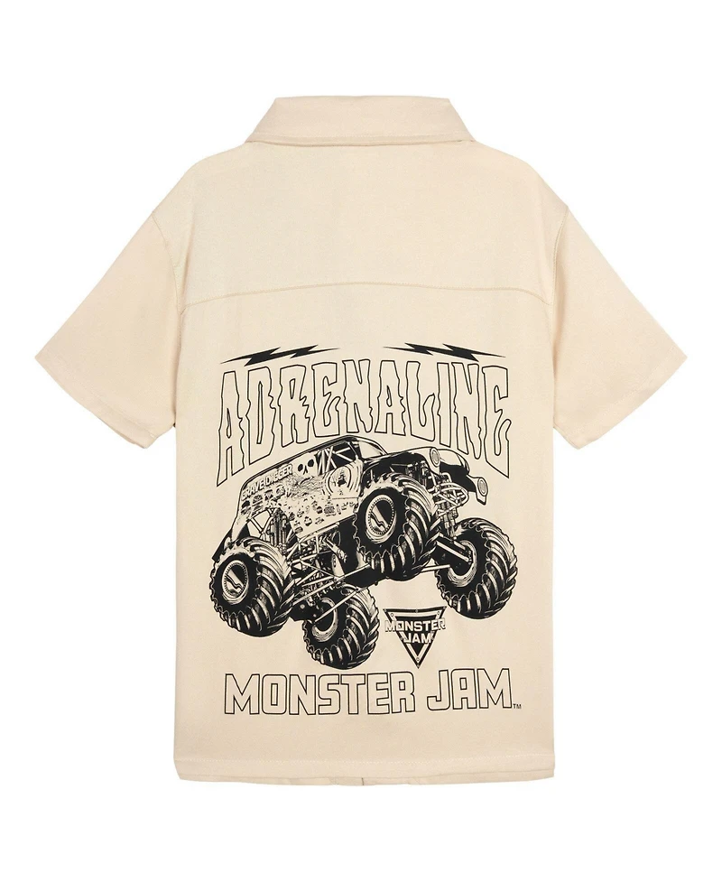 Monster Jam Toddler Boys Short Sleeve Button Down Shirt