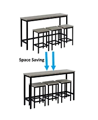 Flynama 4-Piece Counter Height Set, 60.2" Table and 3 Stools