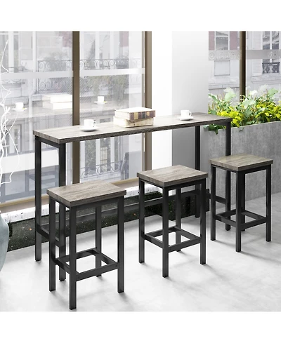 Flynama 4-Piece Counter Height Set, 60.2" Table and 3 Stools