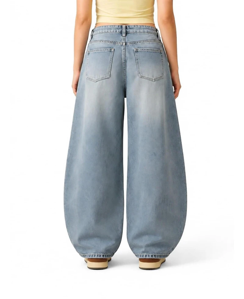 Aelfric Eden Women's Baggy Barrel High-Rise Wide-Leg Washed Jeans