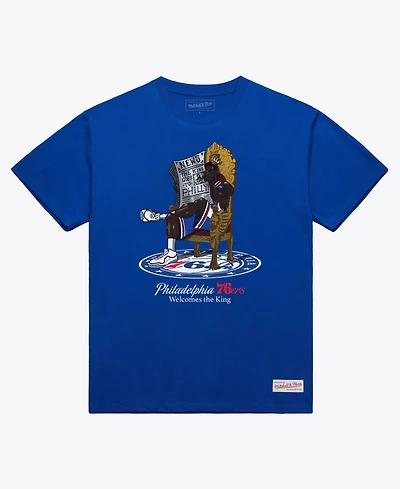 Mitchell & Ness Men's LeBron James Royal Philadelphia 76ers Caricature T-Shirt