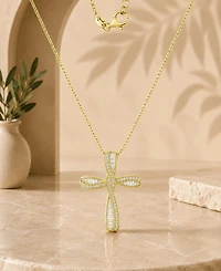 Macy's 14k Gold Over Sterling Silver Cubic Zirconia Cross Necklace