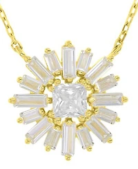 Macy's 14k Gold Over Sterling Silver Baguette and Princess Cut Cubic Zirconia Sunshine Necklace