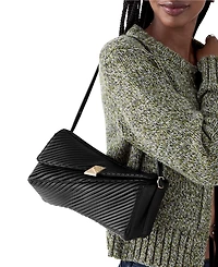 kate spade new york Deco Pleated Twisted Flap Small Shoulder Handbag