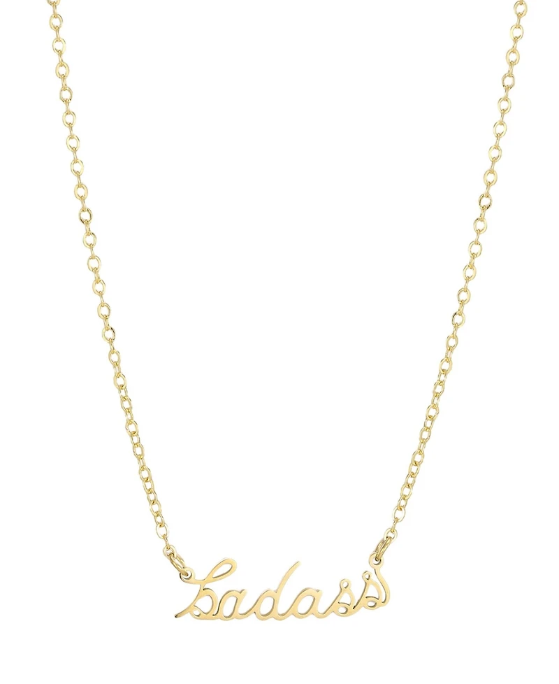 Adornia Tarnish Resistant Gold Cursive Badass Necklace