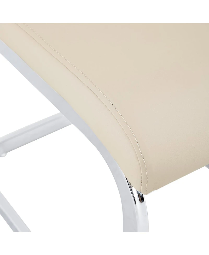 Streamdale Furniture Set of 4 Champagne Pu Upholstered Modern Dining Chairs