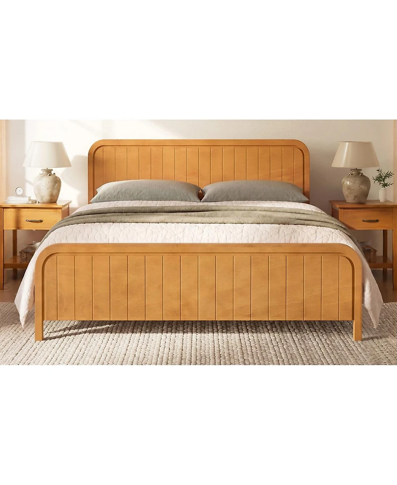 Streamdale Furniture King Wood Platform Bed Frame with Headboard