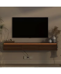 Streamdale Furniture Floating Tv Stand with Led Lights and Power Outlet