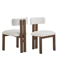 Flynama Set of 2 Upholstered Armless Dining Chairs with Metal Legs, Modern Dining Room Chairs