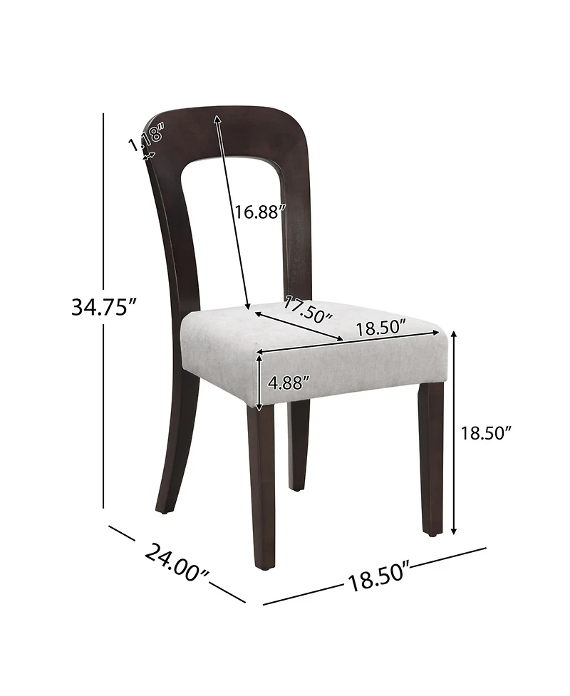 Flynama Set of 2 Chenille Fabric Dining Chairs, Rubber Wood Legs 330 Lbs Weight Capacity