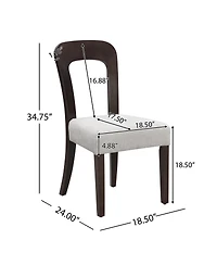 Flynama Set of 2 Chenille Fabric Dining Chairs, Rubber Wood Legs 330 Lbs Weight Capacity