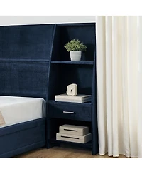 Streamdale Furniture King Size Velvet Storage Platform Bed with Bookcases and Drawer