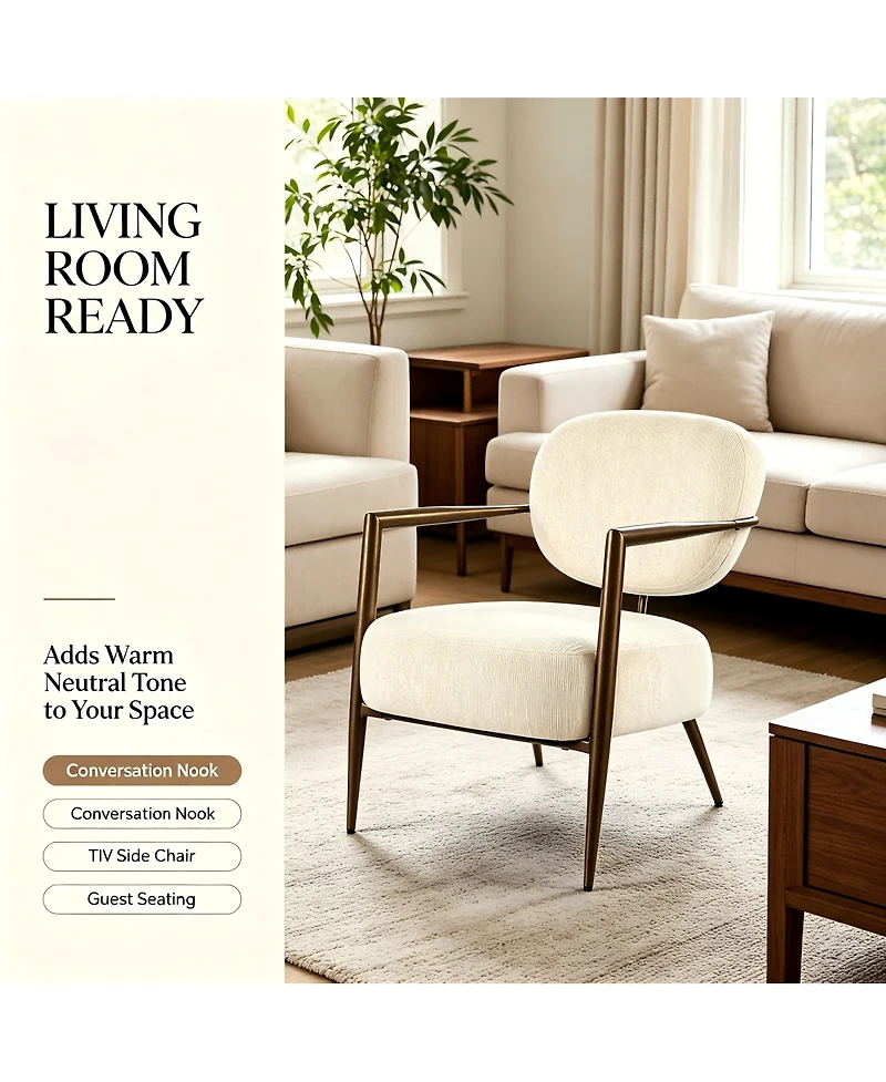 Streamdale Furniture Modern Metal Frame Upholstered Lounge Accent Chair