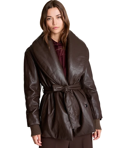 Kenneth Cole Women's Shawl Collar Belted Coat