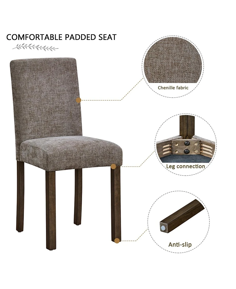 Streamdale Furniture Wooden Dining Chairs Set of 4, Walnut with Padded Seats
