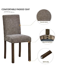 Streamdale Furniture Wooden Dining Chairs Set of 4, Walnut with Padded Seats