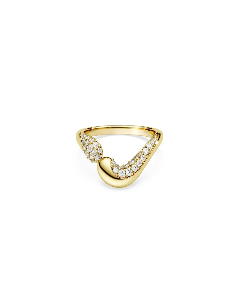 Swarovski Gold-Tone and Sterling Silver-Plated White Crystals Ring