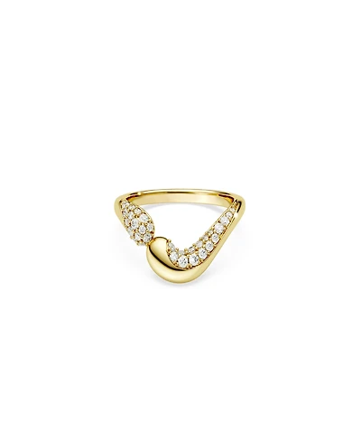Swarovski Gold-Tone and Sterling Silver-Plated White Crystals Ring