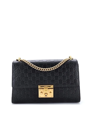 Pre-Owned Gucci Medium Padlock Shoulder Bag Guccissima Leather