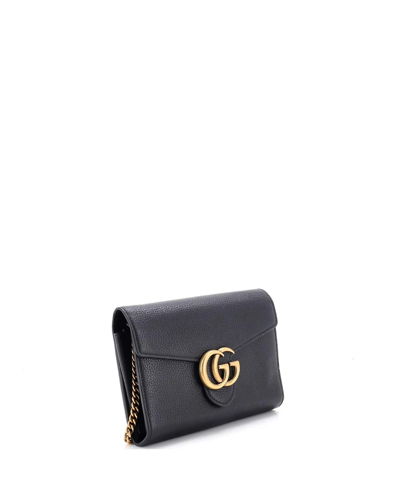 Pre-Owned Gucci Mini Gg Marmont Chain Wallet Leather