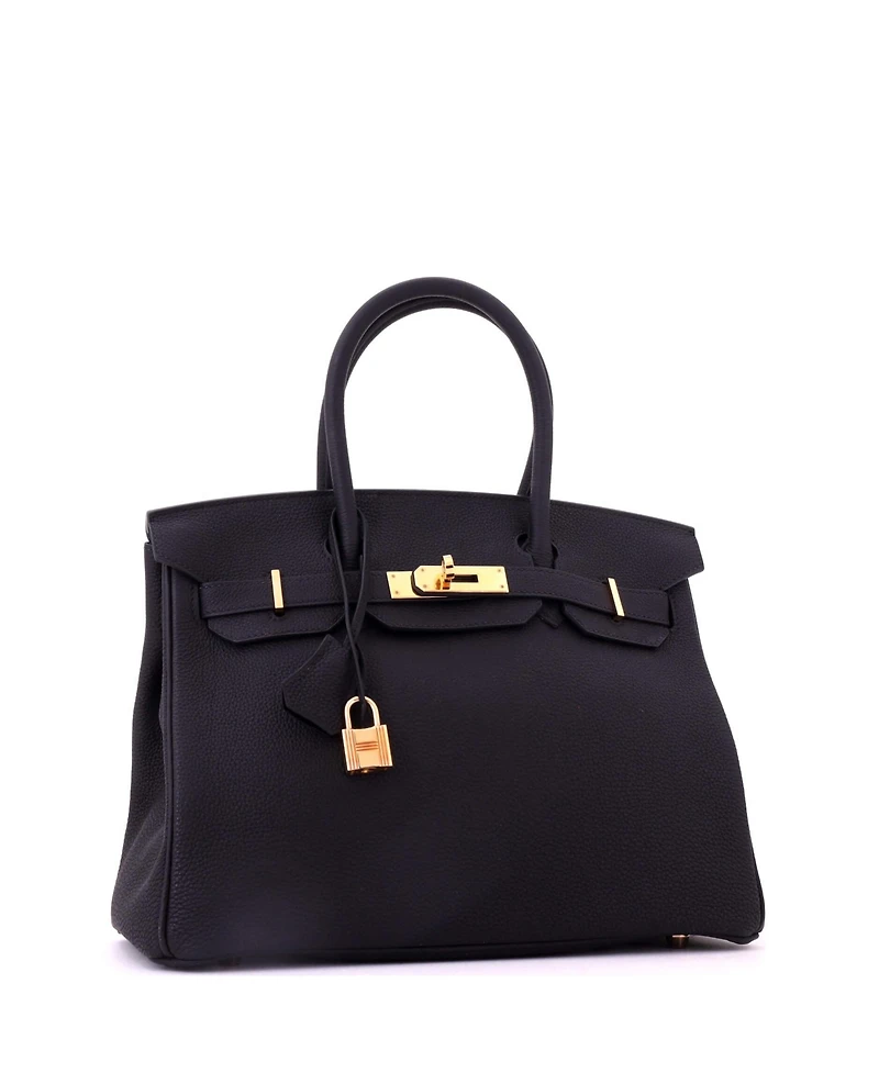 Pre-Owned Hermes Birkin 30 Handbag Black Togo with Rose Gold Hardware
