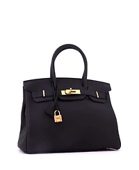 Pre-Owned Hermes Birkin 30 Handbag Black Togo with Rose Gold Hardware