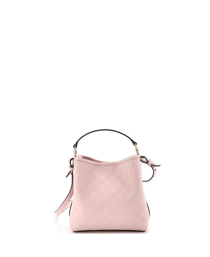 Pre-Owned Gucci Small Gg Emblem Bucket Bag Gg Embossed Leather
