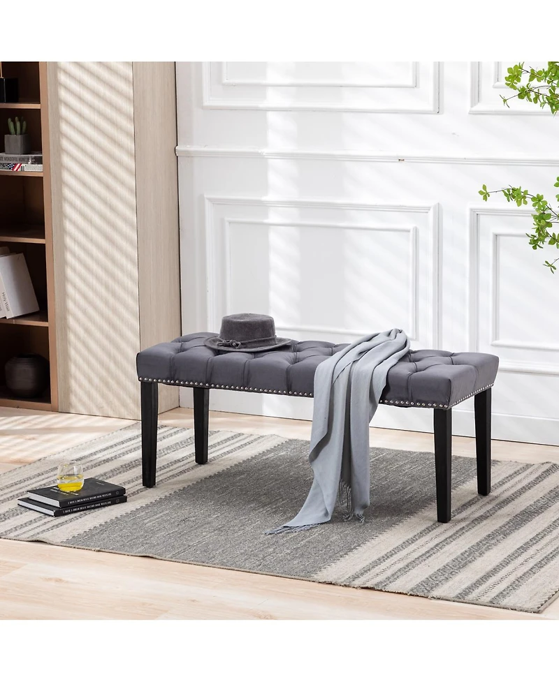 Streamdale Furniture Heng Ming Velvet Tufted Ottoman Dining Bench