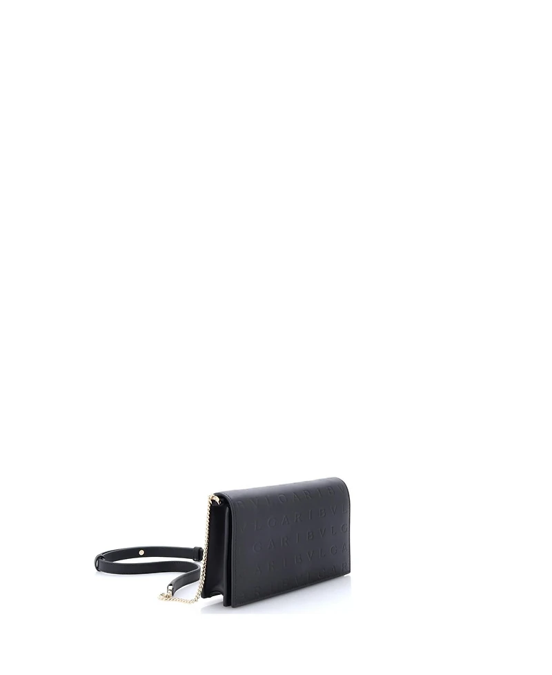 Pre-Owned Bvlgari Logo Infinitum Chain Wallet Embossed Leather