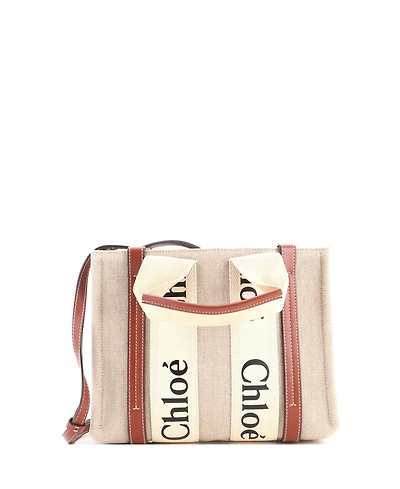Pre-Owned Chloe Small Woody Convertible Tote Canvas with Leather