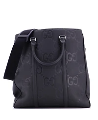 Pre-Owned Gucci Medium Vertical Structured Top Handle Open Tote Jumbo Gg Embossed Leather