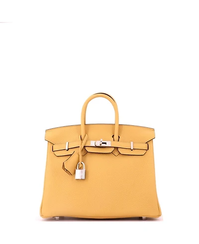 Pre-Owned Hermes Birkin 25 Handbag Yellow Togo with Palladium Hardware