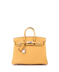 Pre-Owned Hermes Birkin 25 Handbag Yellow Togo with Palladium Hardware
