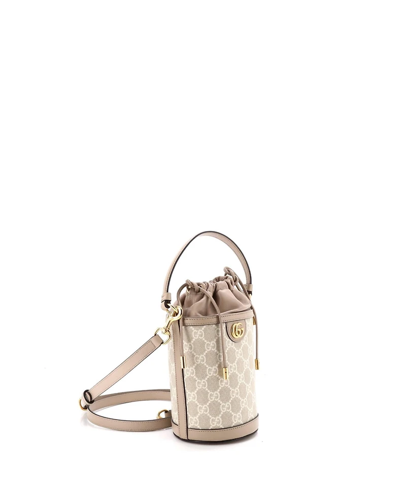 Pre-Owned Gucci Mini Ophidia Top Handle Bucket Bag Gg Coated Canvas with Leather