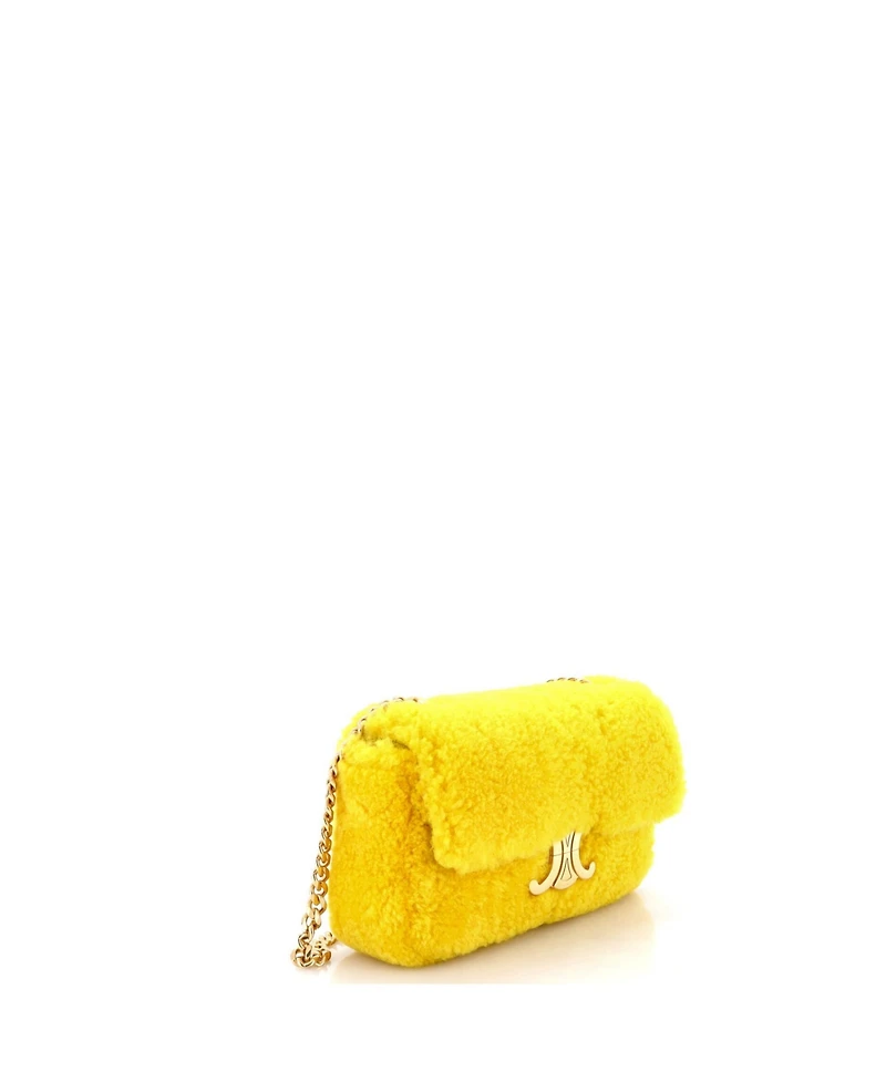 Pre-Owned Celine Small Triomphe Chain Shoulder Bag Shearling