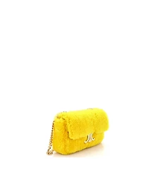 Pre-Owned Celine Small Triomphe Chain Shoulder Bag Shearling