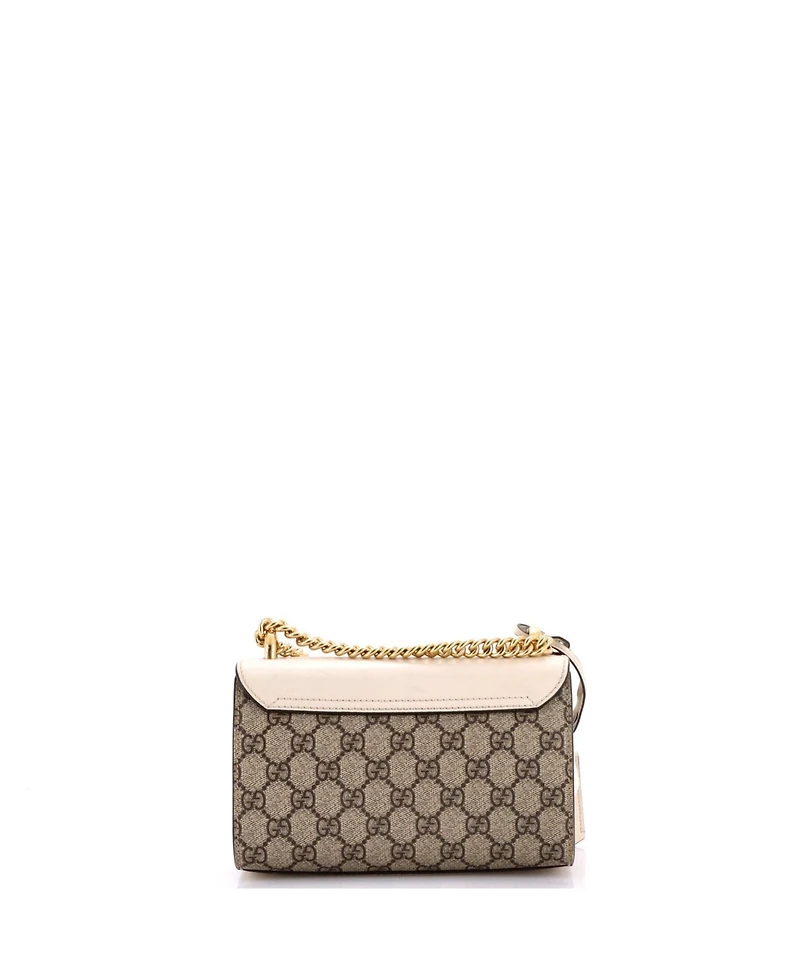 Pre-Owned Gucci Small Pearly Padlock Shoulder Bag Gg Coated Canvas with Studded Leather