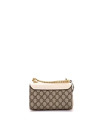 Pre-Owned Gucci Small Pearly Padlock Shoulder Bag Gg Coated Canvas with Studded Leather