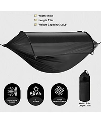 Piscifun Camping Hammock With Mosquito Net Tree Straps Aluminum Rods Portable Lightweight Outdoor Hanging Rest